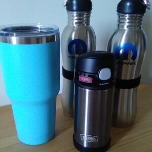 Bundle of Thermos & 3 Stainlesss Steel Water Bottles